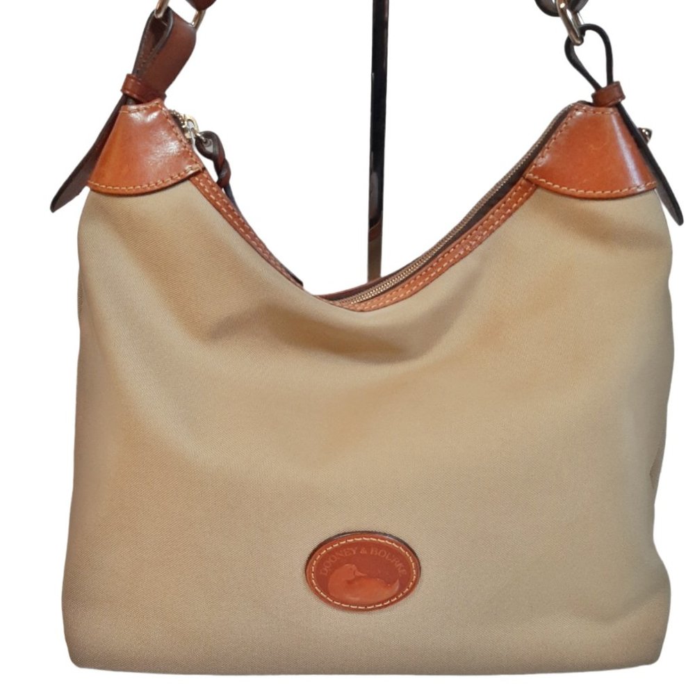 Dooney & Bourke Erica Nylon & Vacchetta Leather Hobo Bag - Picture 2 of 16